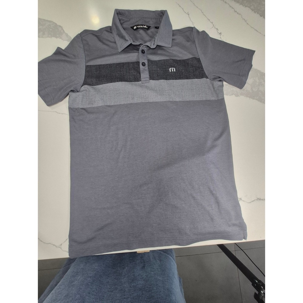 TravisMathew‎ Mens Grey Striped Pima Cotton Blend Short Sleeve Polo Shirt Size M